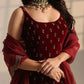 Embroidered Roman Glass Kurta Pant Set with Organza Dupatta for Festive Wear