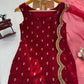 Embroidered Roman Glass Kurta Pant Set with Organza Dupatta for Festive Wear