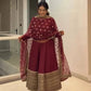 Embroidered Roman Silk Anarkali Gown Set