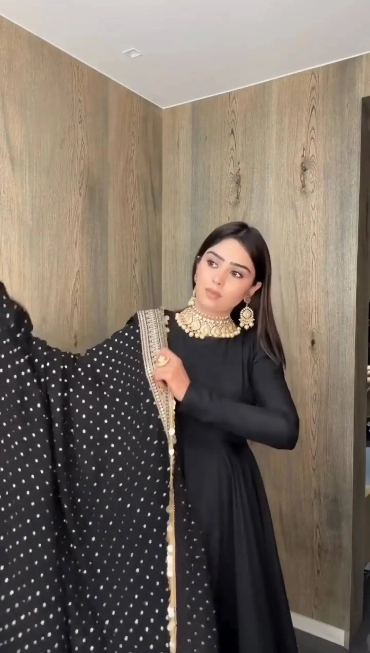 Embroidered Roman Silk Anarkali Gown Set