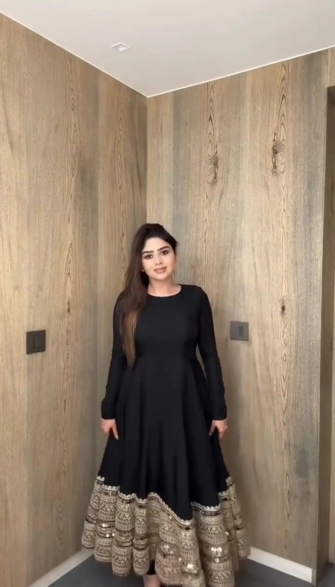 Embroidered Roman Silk Anarkali Gown Set