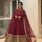 Embroidered Roman Silk Anarkali Gown Set