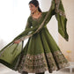 Embroidered Roman Silk Anarkali Three Piece Set