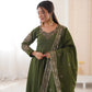 Embroidered Roman Silk Anarkali Three Piece Set