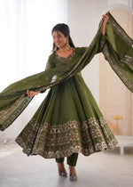 Embroidered Roman Silk Anarkali Three Piece Set