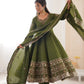 Embroidered Roman Silk Anarkali Three Piece Set