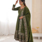 Embroidered Roman Silk Anarkali Three Piece Set