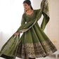 Embroidered Roman Silk Anarkali Three Piece Set