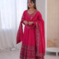 Embroidered Roman Silk Anarkali Three Piece Set
