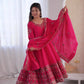 Embroidered Roman Silk Anarkali Three Piece Set