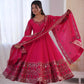 Embroidered Roman Silk Anarkali Three Piece Set