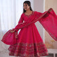 Embroidered Roman Silk Anarkali Three Piece Set