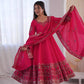 Embroidered Roman Silk Anarkali Three Piece Set