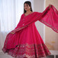 Embroidered Roman Silk Anarkali Three Piece Set