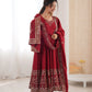 Embroidered Roman Silk Anarkali Three Piece Set