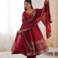 Embroidered Roman Silk Anarkali Three Piece Set