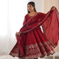 Embroidered Roman Silk Anarkali Three Piece Set