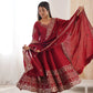 Embroidered Roman Silk Anarkali Three Piece Set