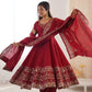 Embroidered Roman Silk Anarkali Three Piece Set