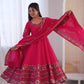 Embroidered Roman Silk Anarkali Three Piece Set