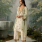 Embroidered Roman Silk Kurta Pant Set with Organza Dupatta for Festive and Party Wear