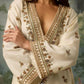 Embroidered Roman Silk Kurta Pant Set with Organza Dupatta for Festive and Party Wear