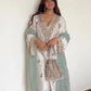 Embroidered Roman Silk Kurta Pant Set with Organza Dupatta for Festive and Party Wear