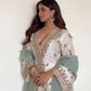 Embroidered Roman Silk Kurta Pant Set with Organza Dupatta for Festive and Party Wear