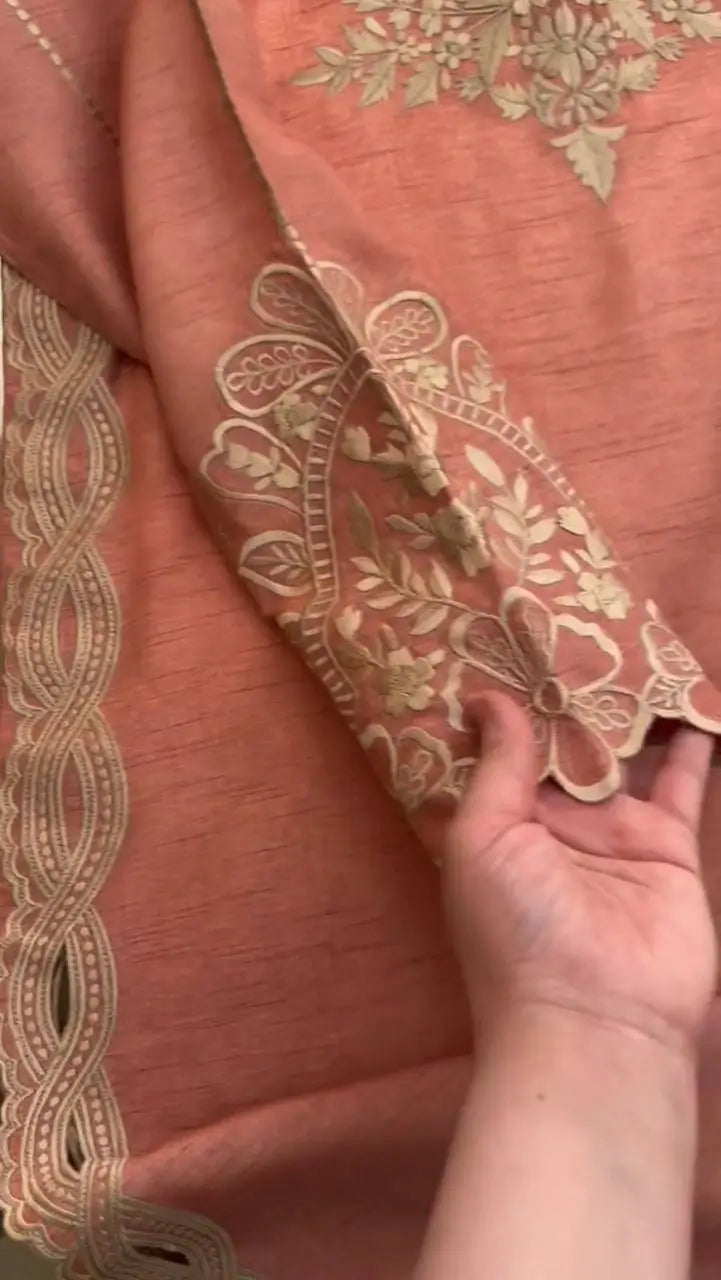 Embroidered Roman Silk Kurti Pant Set with Dupatta for Festive and Occasion Wear