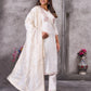 Embroidered Roman Silk Kurti Pant Set with Jacquard Dupatta