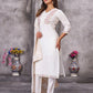 Embroidered Roman Silk Kurti Pant Set with Jacquard Dupatta