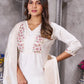 Embroidered Roman Silk Kurti Pant Set with Jacquard Dupatta