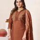 Embroidered Roman Silk Kurti Pant Set with Jacquard Dupatta