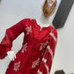 Embroidered Roman Silk Kurti Pant Set with Printed Silver Chiffon Dupatta