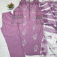 Embroidered Roman Silk Kurti Pant Set with Printed Silver Chiffon Dupatta