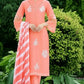 Embroidered Roman Silk Kurti Pant Set with Printed Silver Chiffon Dupatta