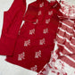 Embroidered Roman Silk Kurti Pant Set with Printed Silver Chiffon Dupatta