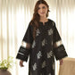Embroidered Roman Silk Kurti Pant Set with Printed Silver Chiffon Dupatta
