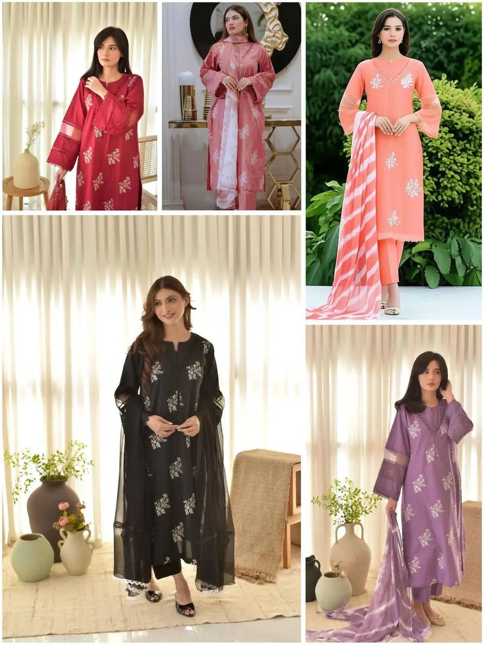 Embroidered Roman Silk Kurti Pant Set with Printed Silver Chiffon Dupatta
