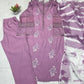 Embroidered Roman Silk Kurti Pant Set with Printed Silver Chiffon Dupatta