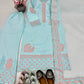 Embroidered Roman Silk Palazzo Suit with Net Dupatta