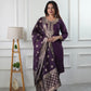 Embroidered Roman Silk Suit Set with Jacquard Dupatta