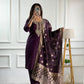 Embroidered Roman Silk Suit Set with Jacquard Dupatta