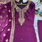 Embroidered Roman Silk Suit Set with Jacquard Dupatta