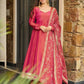 Embroidered Roman Simmer Silk Anarkali Suit Set with Dupatta