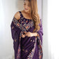 Embroidered Satin Chiffon Saree With Designer Blouse
