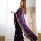 Embroidered Satin Chiffon Saree With Designer Blouse