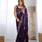 Embroidered Satin Chiffon Saree With Designer Blouse