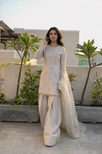Embroidered Satin Farshi Palazzo Suit Set