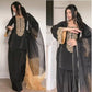 Embroidered Satin Palazzo Suit Set
